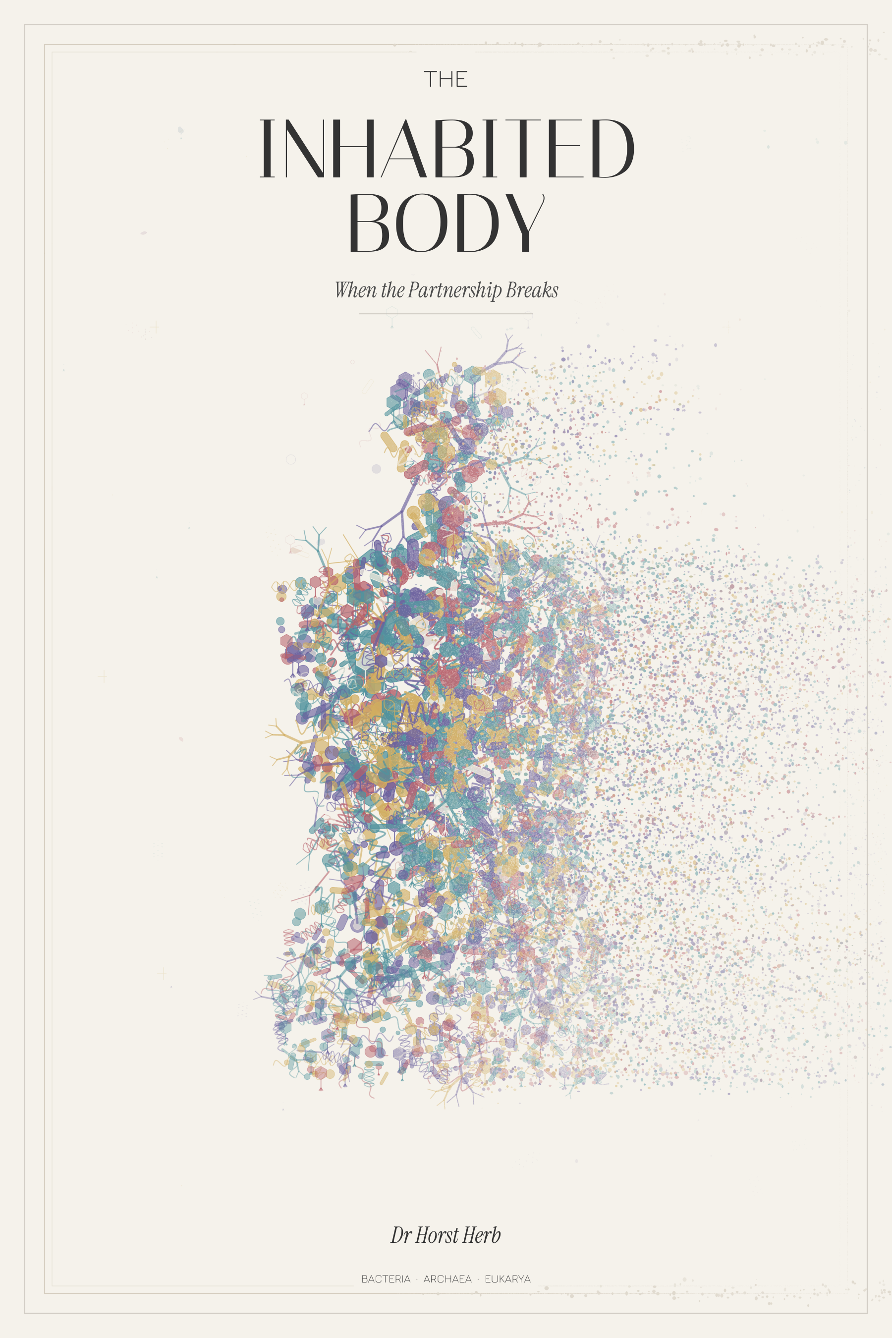 The Inhabited Body Volume 2 cover — a human silhouette dispersing into particles